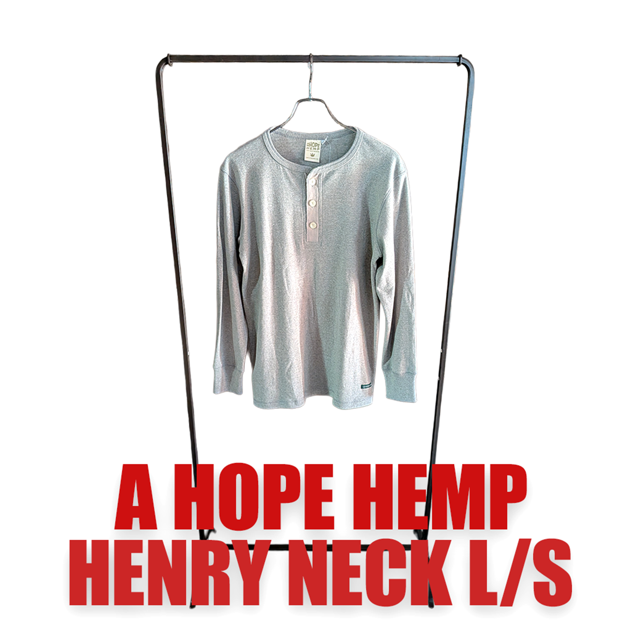 A HOPE HEMP ヘンプコットン ヘンリーネック L/S Tシャツ グレー