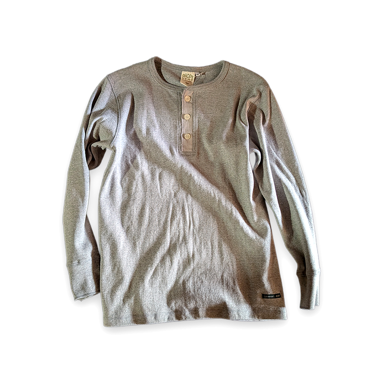 A HOPE HEMP ヘンプコットン ヘンリーネック L/S Tシャツ グレー