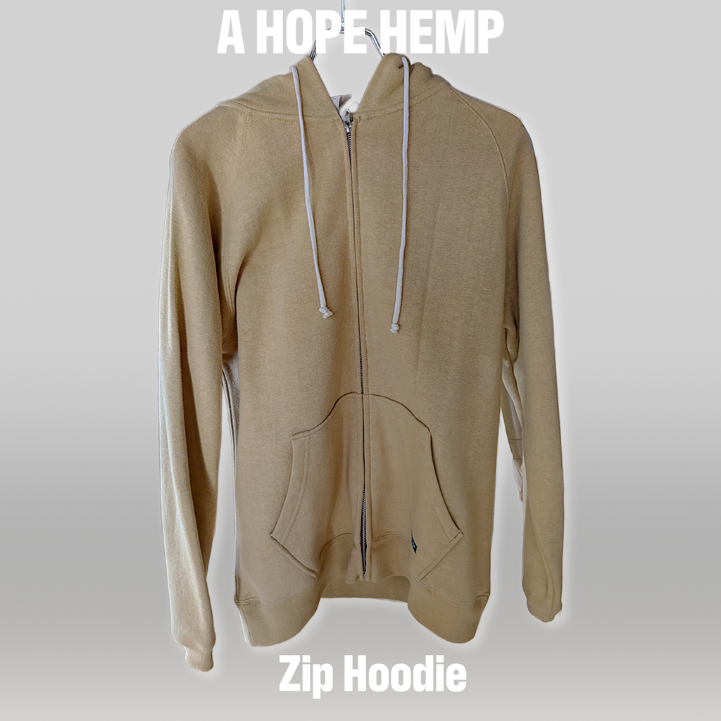 A HOPE HEMP / Zip Hoodie / Cannabis Hemp Cotton / Camel / Size M