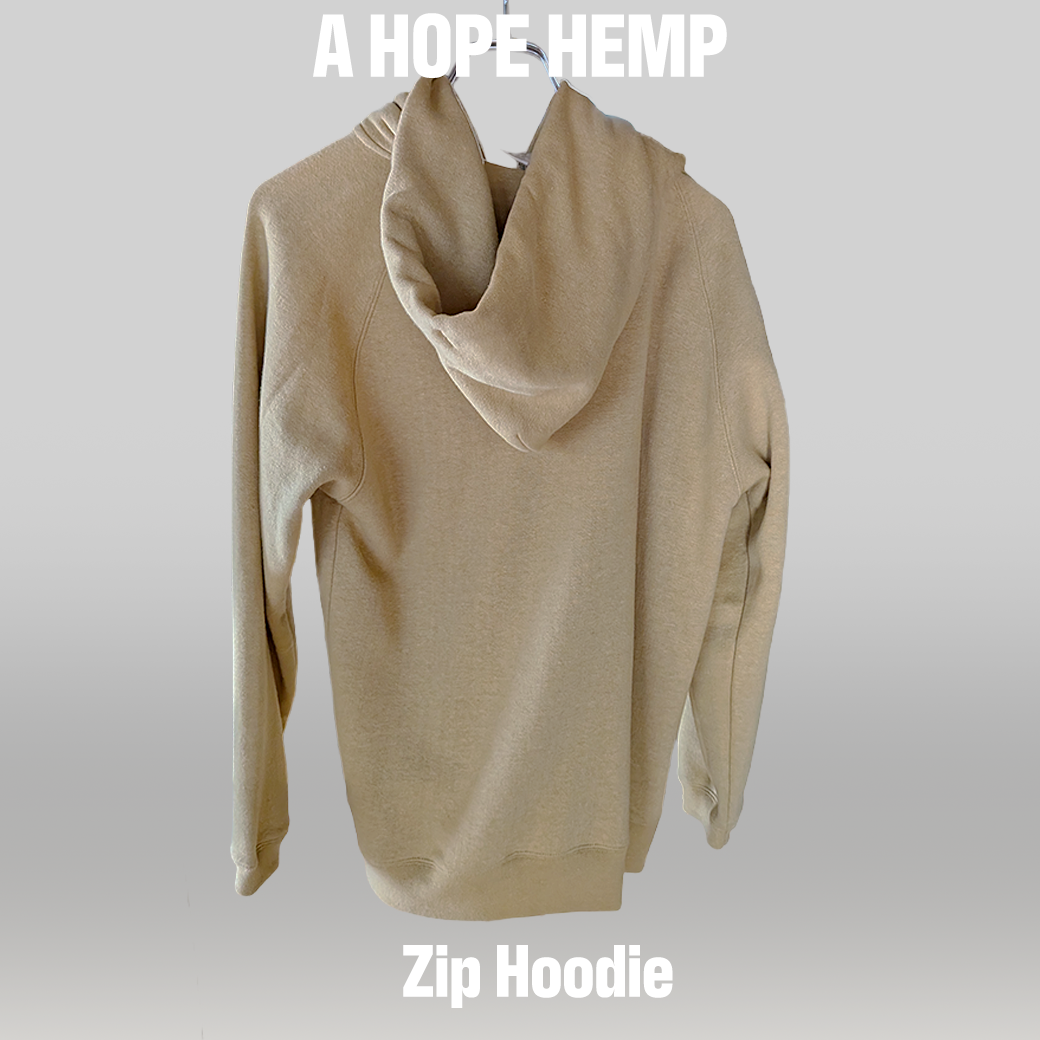 A HOPE HEMP / Zip Hoodie / Cannabis Hemp Cotton / Camel / Size M