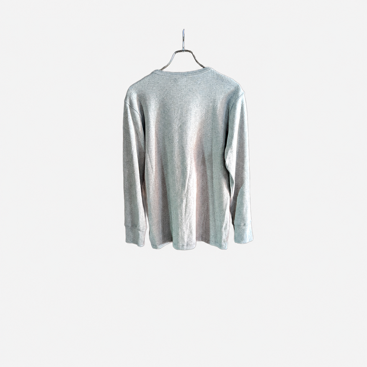 A HOPE HEMP ヘンプコットン ヘンリーネック長袖Tシャツ グレー 背面