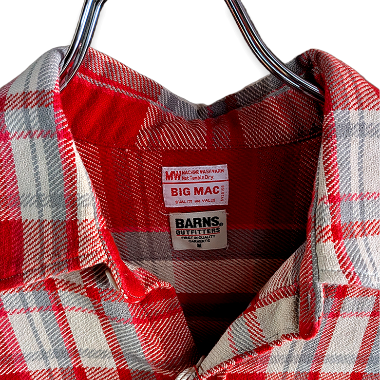 BARNS × BIG MAC ヘビーネル チェックシャツ レッド M