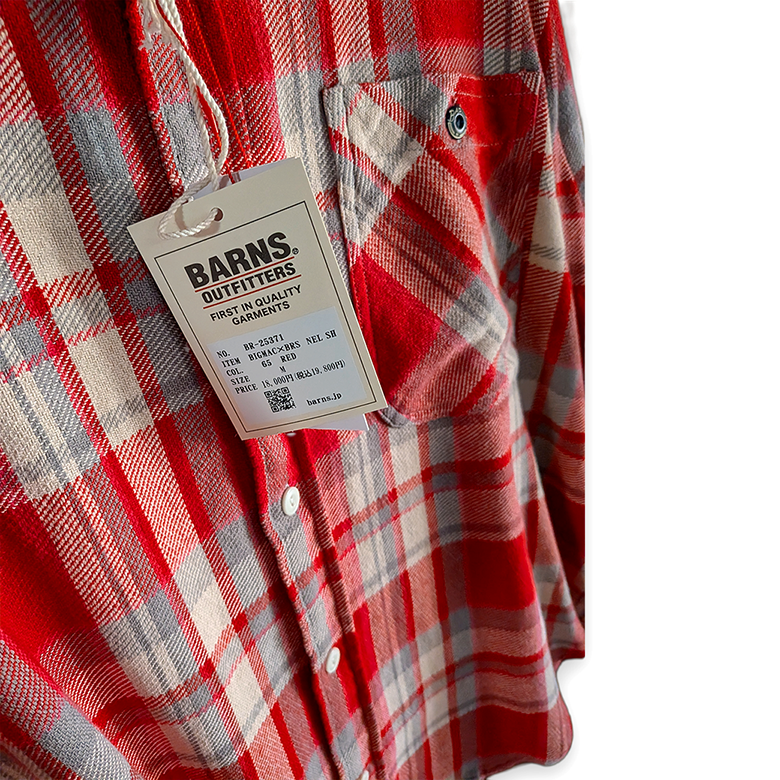 BARNS × BIG MAC ヘビーネル チェックシャツ レッド M