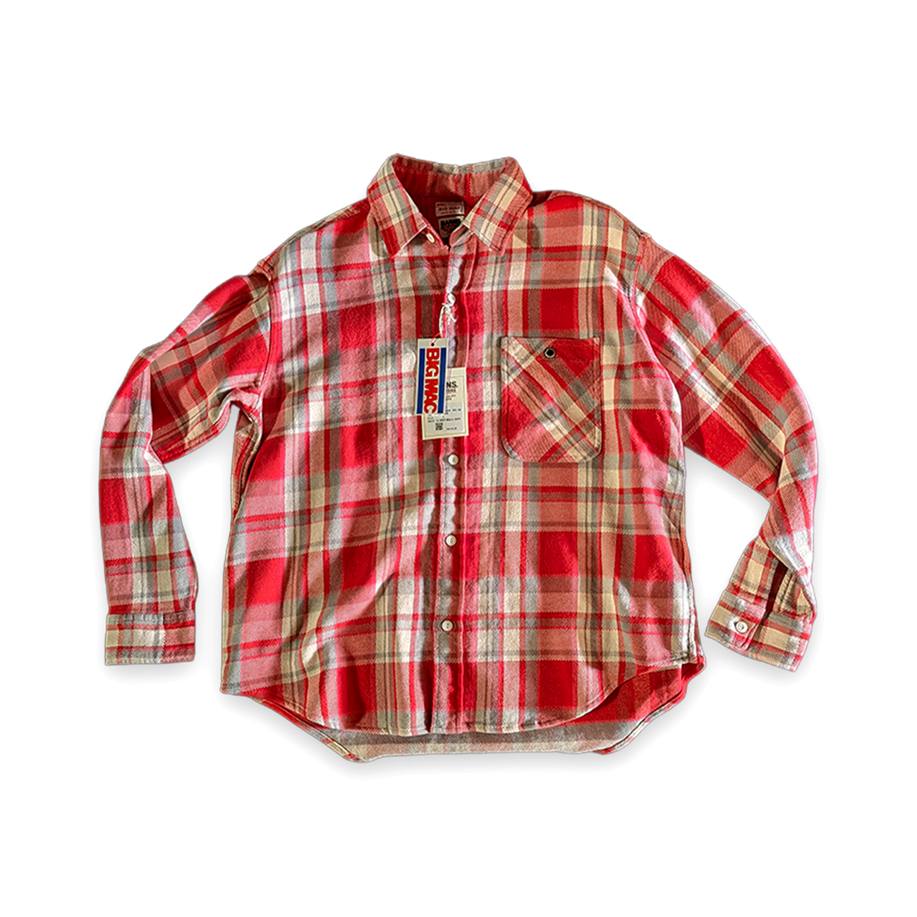 BARNS × BIG MAC ヘビーネル チェックシャツ レッド M