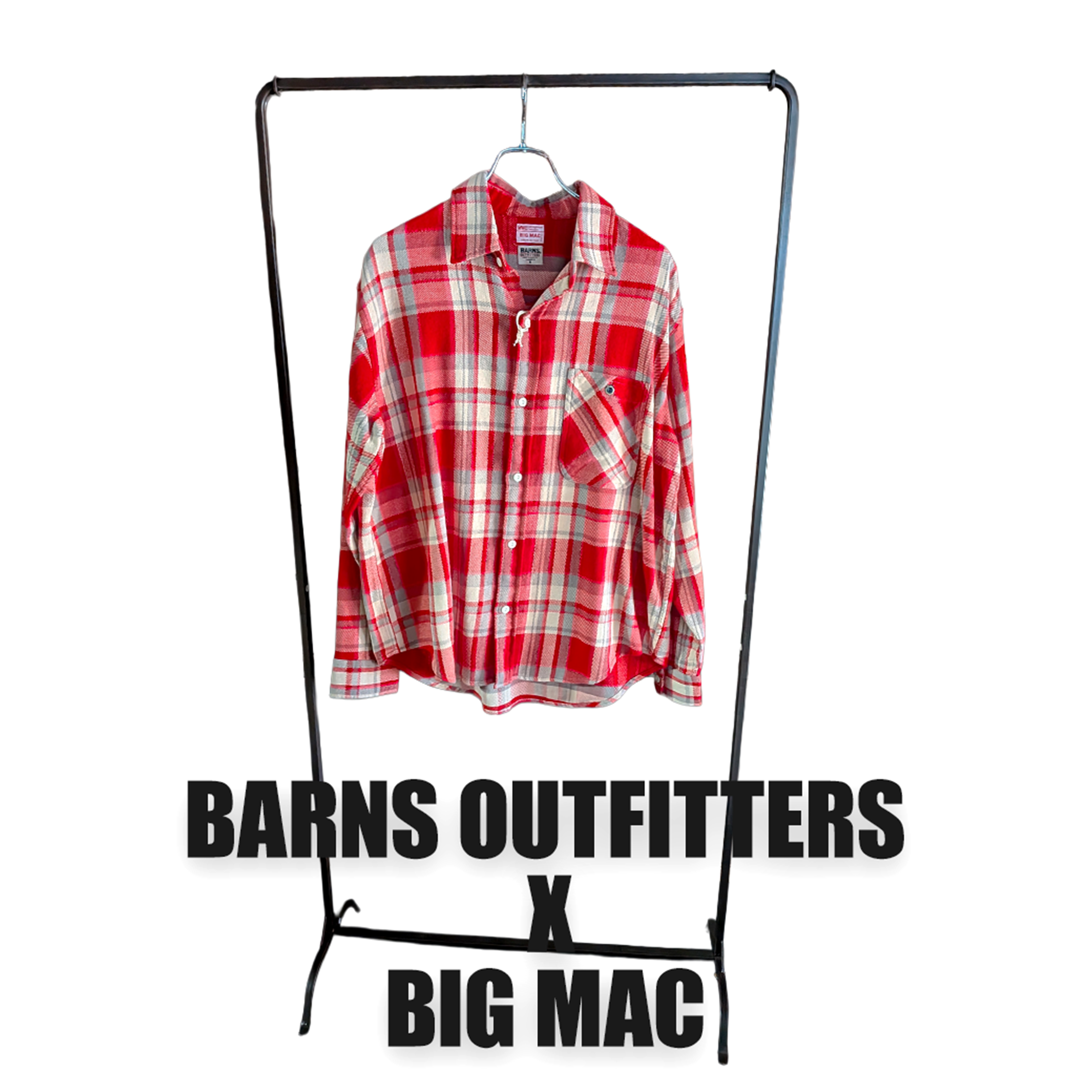 BARNS × BIG MAC ヘビーネル チェックシャツ レッド M