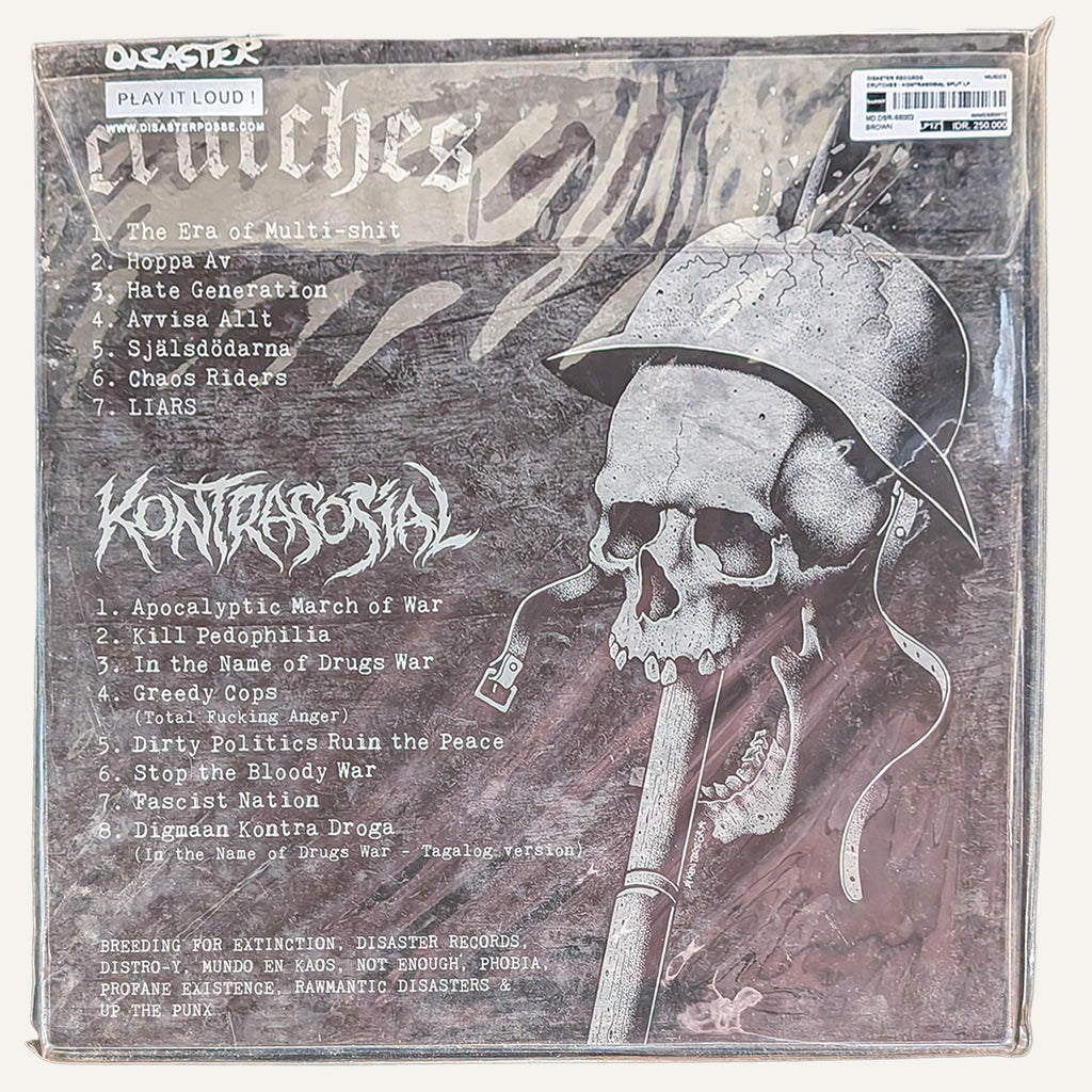 CRUTCHES KONTRASOSIAL スプリットLP 収録曲掲載の裏ジャケット
