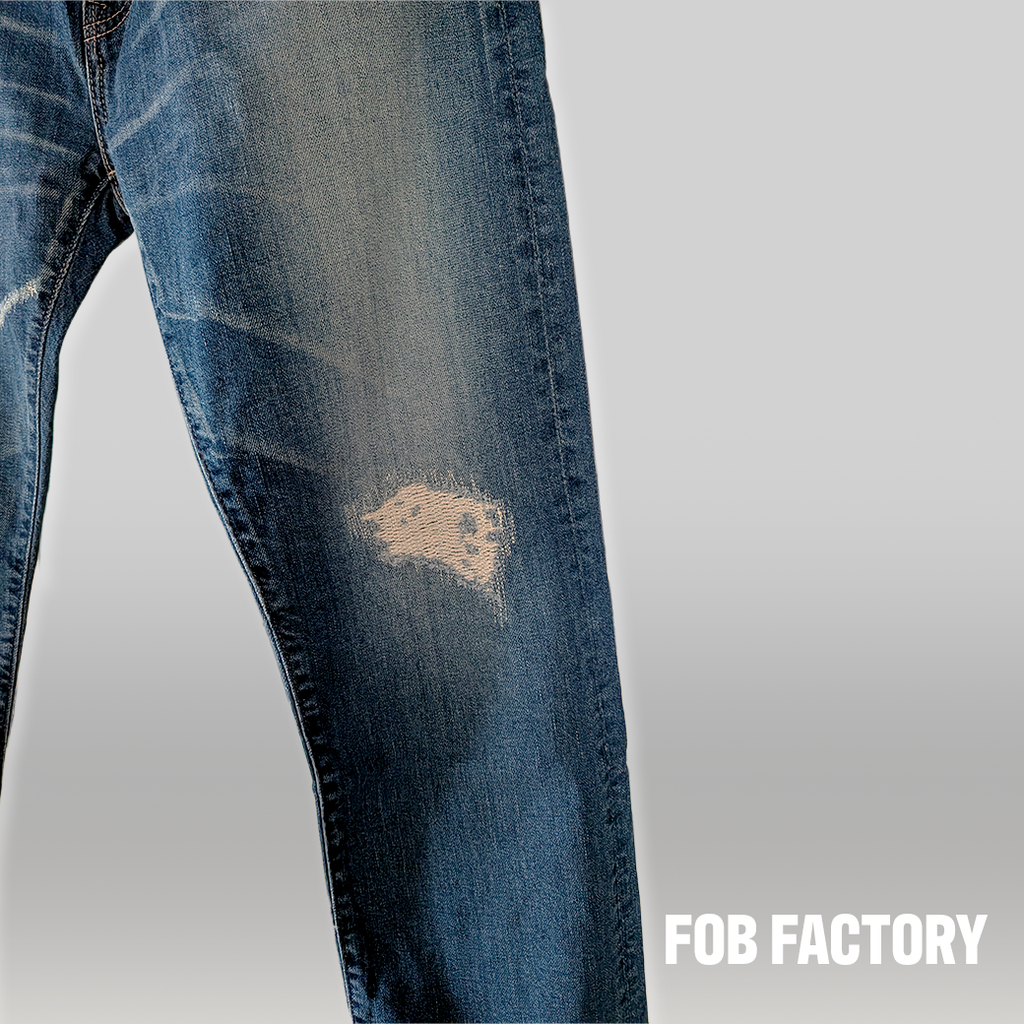 FOB FACTORY / Denim Pants / ダメージ・リペア / ブルー / 日本製 / Size 32 / Used ALBUM RICE