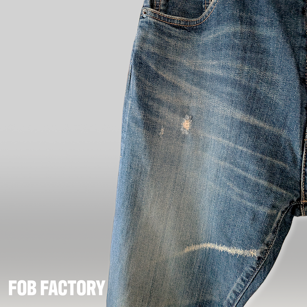 FOB FACTORY / Denim Pants / ダメージ・リペア / ブルー / 日本製 / Size 32 / Used ALBUM RICE