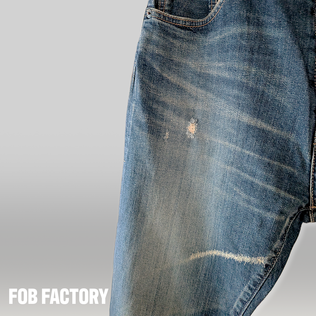 FOB FACTORY / Denim Pants / ダメージ・リペア / ブルー / 日本製 / Size 32 / Used ALBUM RICE