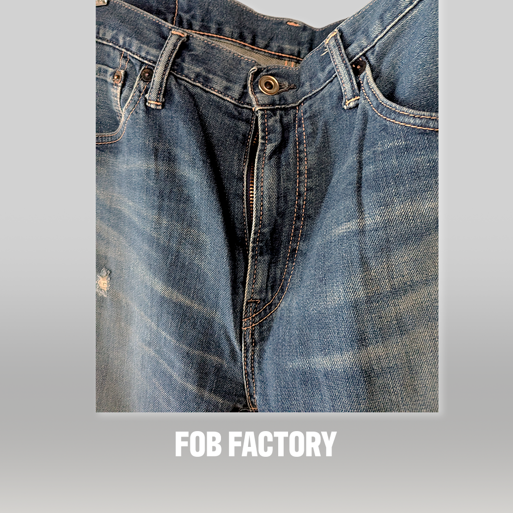 FOB FACTORY / Denim Pants / ダメージ・リペア / ブルー / 日本製 / Size 32 / Used ALBUM RICE