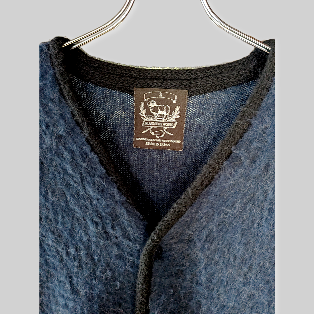 ISLAND KNIT WORKS Mohair Touch Cardigan / Navy / Size 2 ALBUM RICE