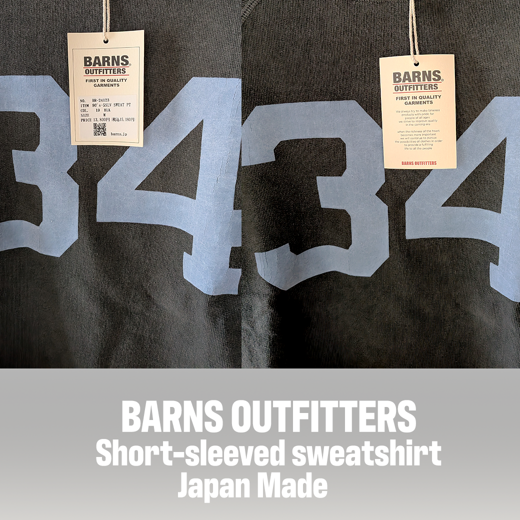 BARNS OUTFITTERS / 半袖スウェット “34” / Japan Made / Black Fade / Size M
