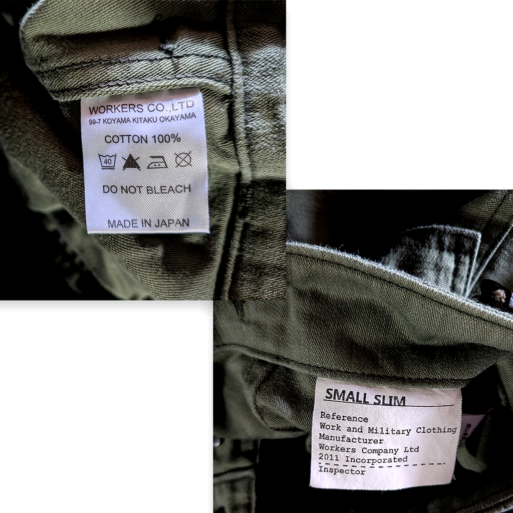 WORKERS Cotton Pants Olive / SMALL SLIM