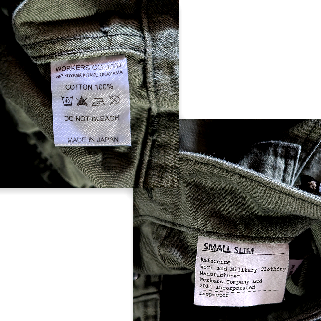 WORKERS Cotton Pants Olive / SMALL SLIM