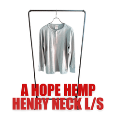 A HOPE HEMP ヘンプコットン ヘンリーネック L/S Tシャツ グレー