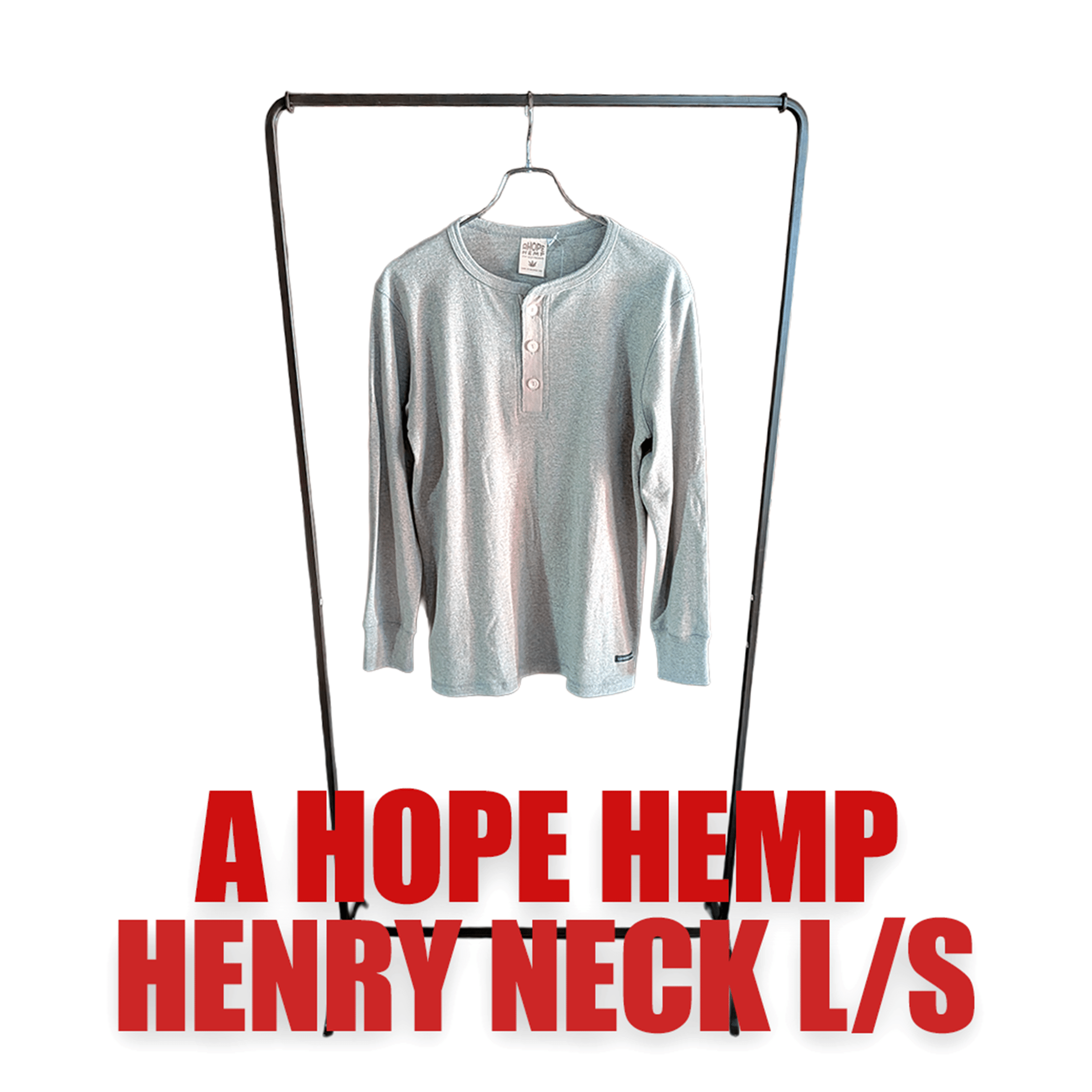 A HOPE HEMP ヘンプコットン ヘンリーネック L/S Tシャツ グレー シャツ - ALBUM RICEシャツ