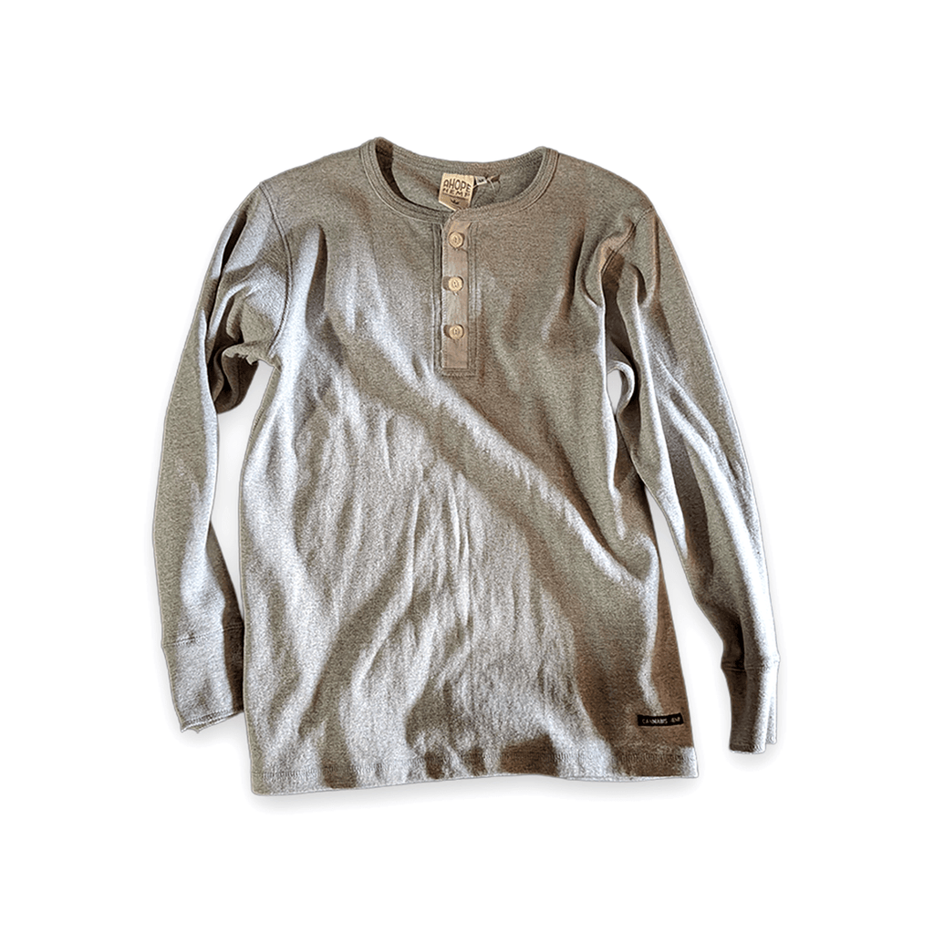 A HOPE HEMP ヘンプコットン ヘンリーネック L/S Tシャツ グレー シャツ - ALBUM RICEシャツ