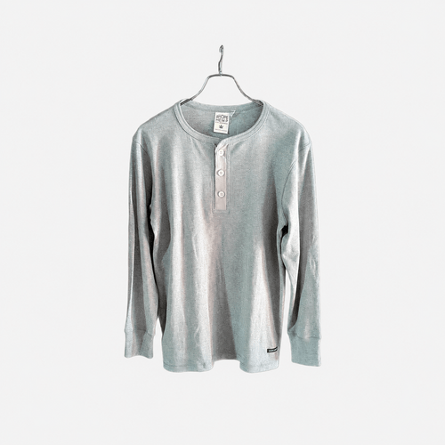 A HOPE HEMP ヘンプコットン ヘンリーネック L/S Tシャツ グレー