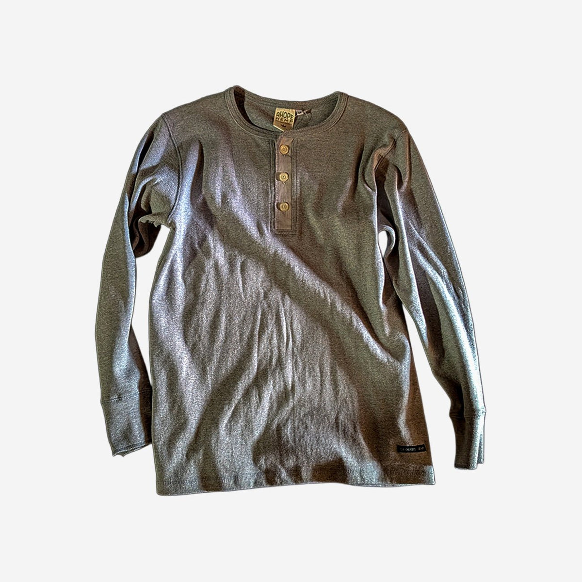A HOPE HEMP ヘンプコットン ヘンリーネック L/S Tシャツ グレー