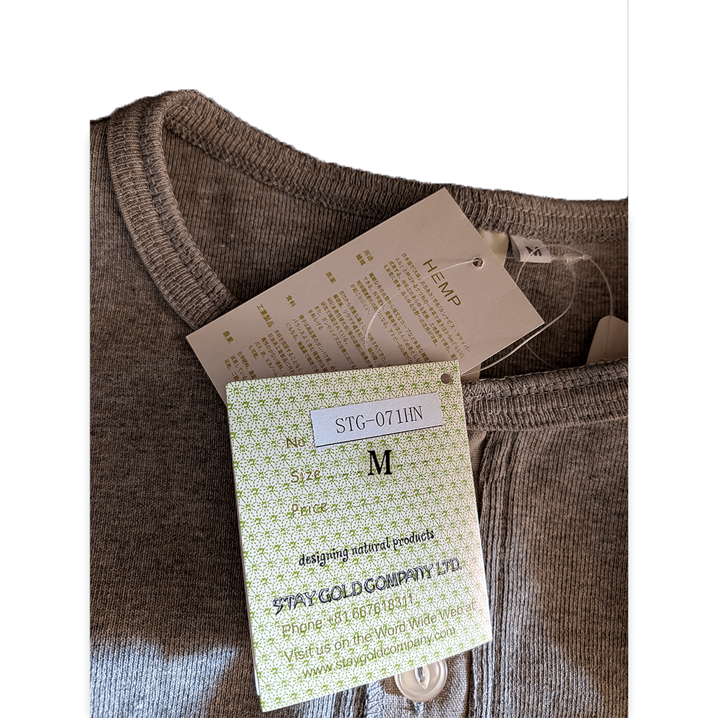 A HOPE HEMP ヘンプコットン ヘンリーネック L/S Tシャツ グレー シャツ - ALBUM RICEシャツ