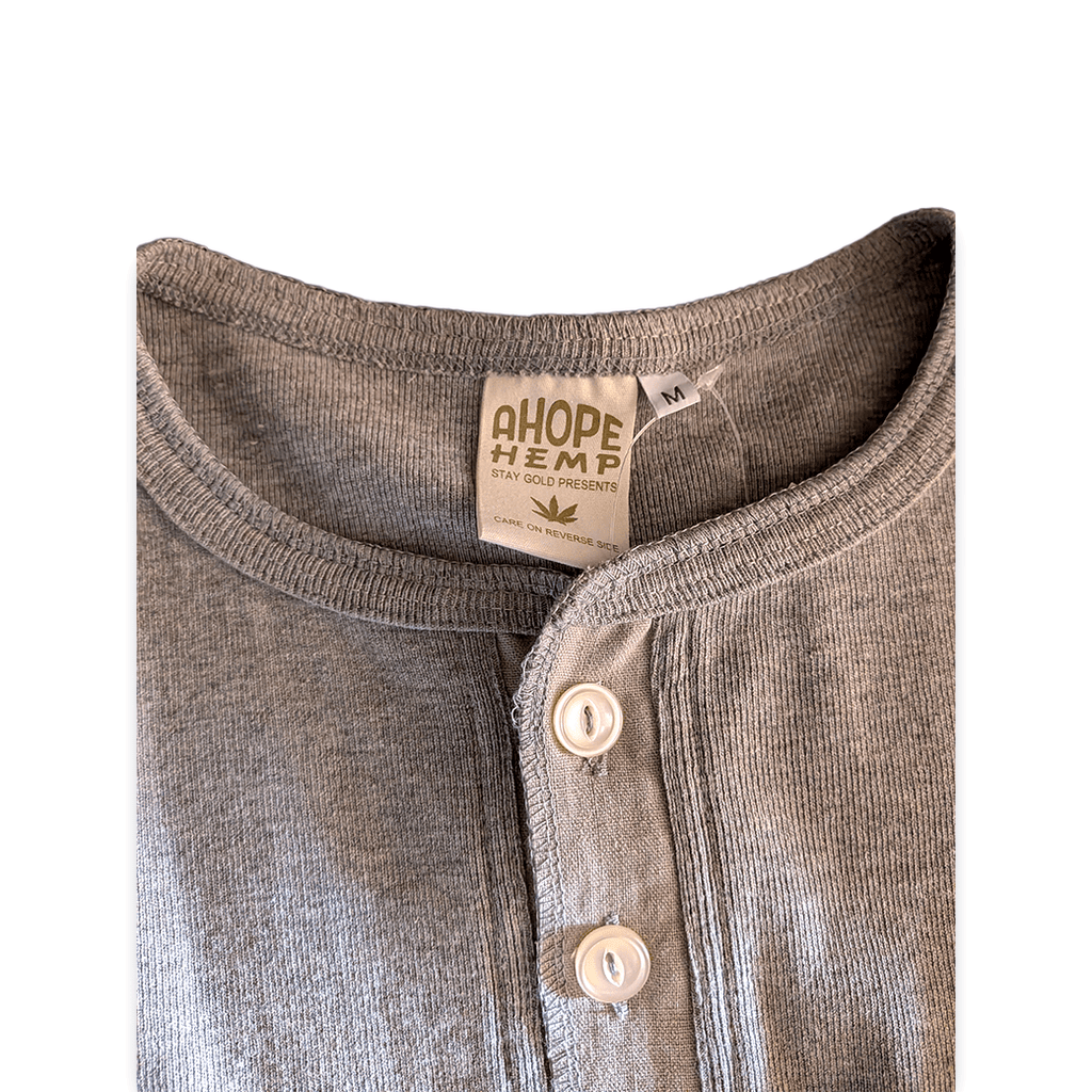A HOPE HEMP ヘンプコットン ヘンリーネック L/S Tシャツ グレー シャツ - ALBUM RICEシャツ