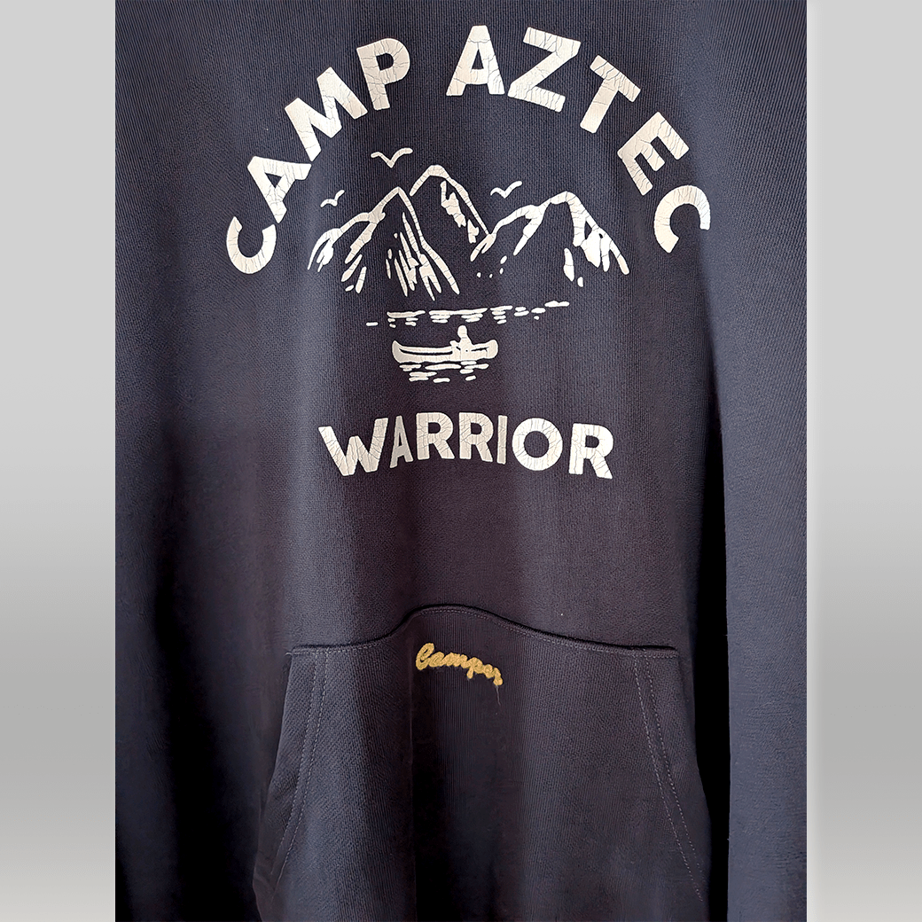 BARNS OUTFITTERS / CAMP AZTEC WARRIOR Hoodie / Vintage Crack Prin - ALBUM RICE