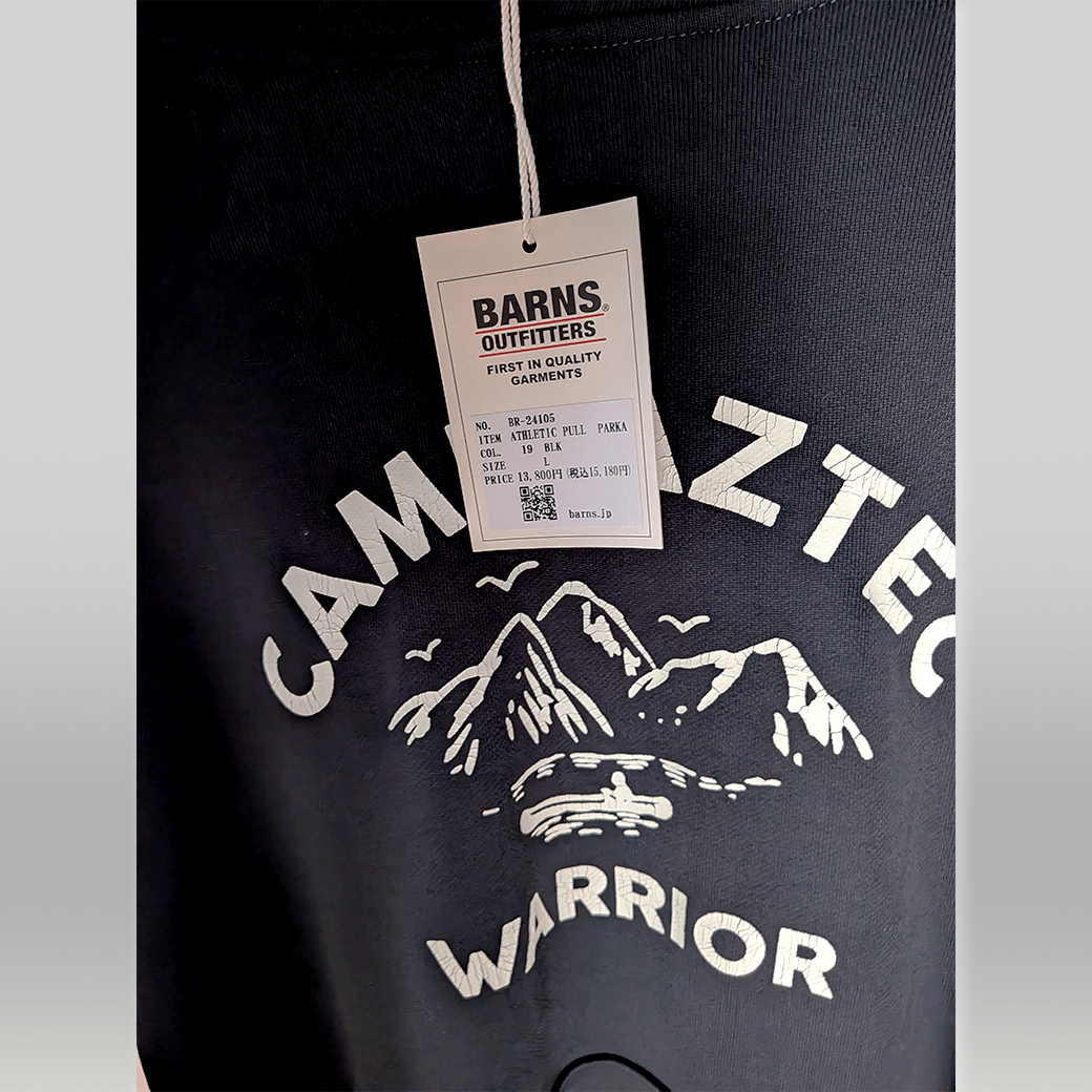 BARNS OUTFITTERS / CAMP AZTEC WARRIOR Hoodie / Vintage Crack Prin - ALBUM RICE
