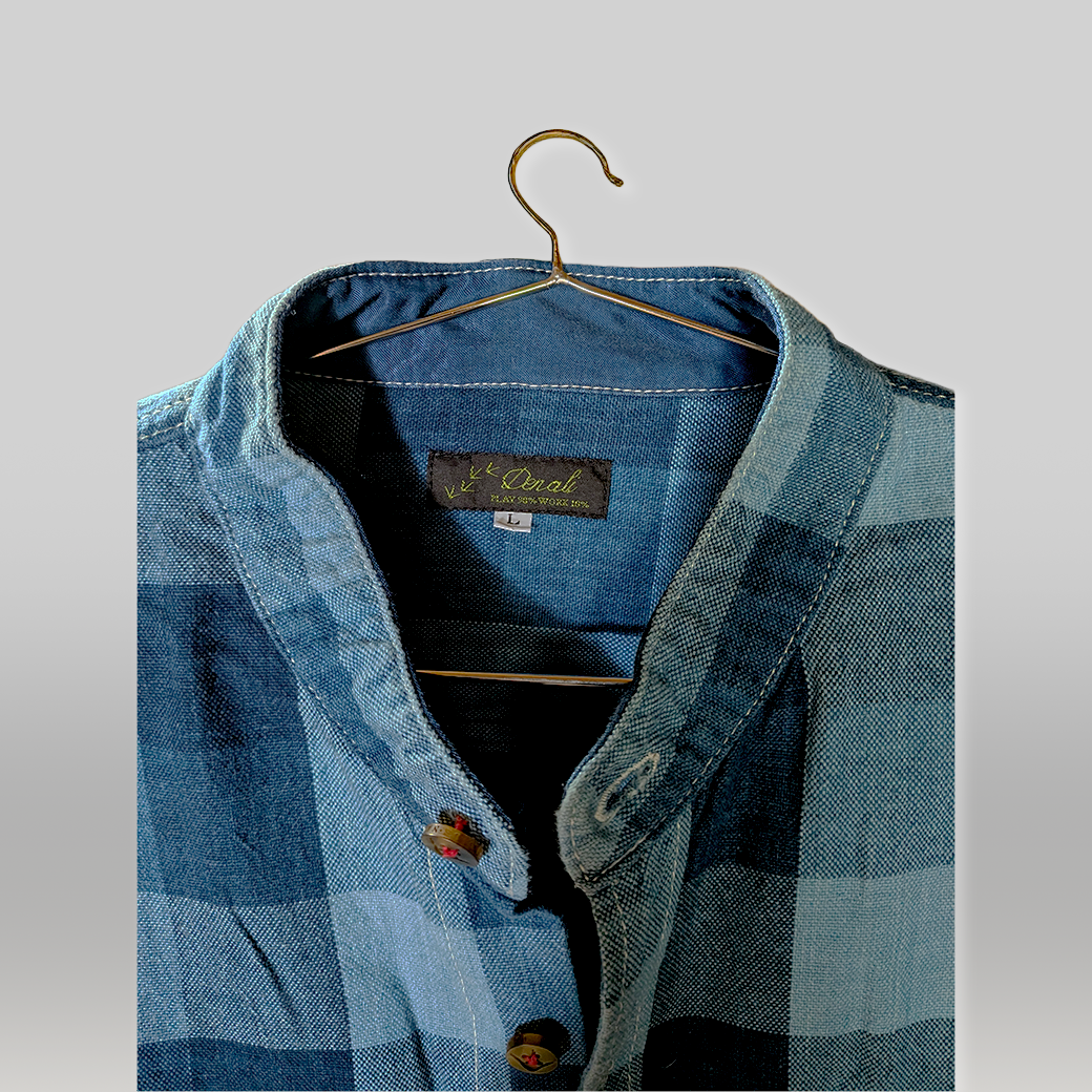 Denali バンドカラー チェックシャツ（Lサイズ）