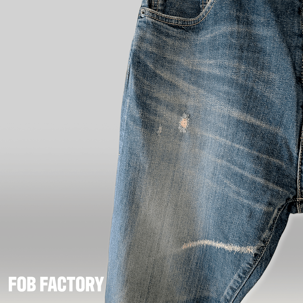 FOB FACTORY / Denim Pants / ダメージ・リペア / ブルー / 日本製 / Size 32 / Used - ALBUM RICE