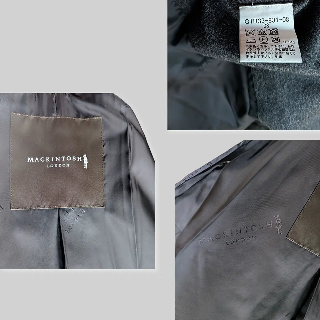 MACKINTOSH LONDON Wool Balmacaan Coat / Charcoal / Size 38 ALBUM RICE