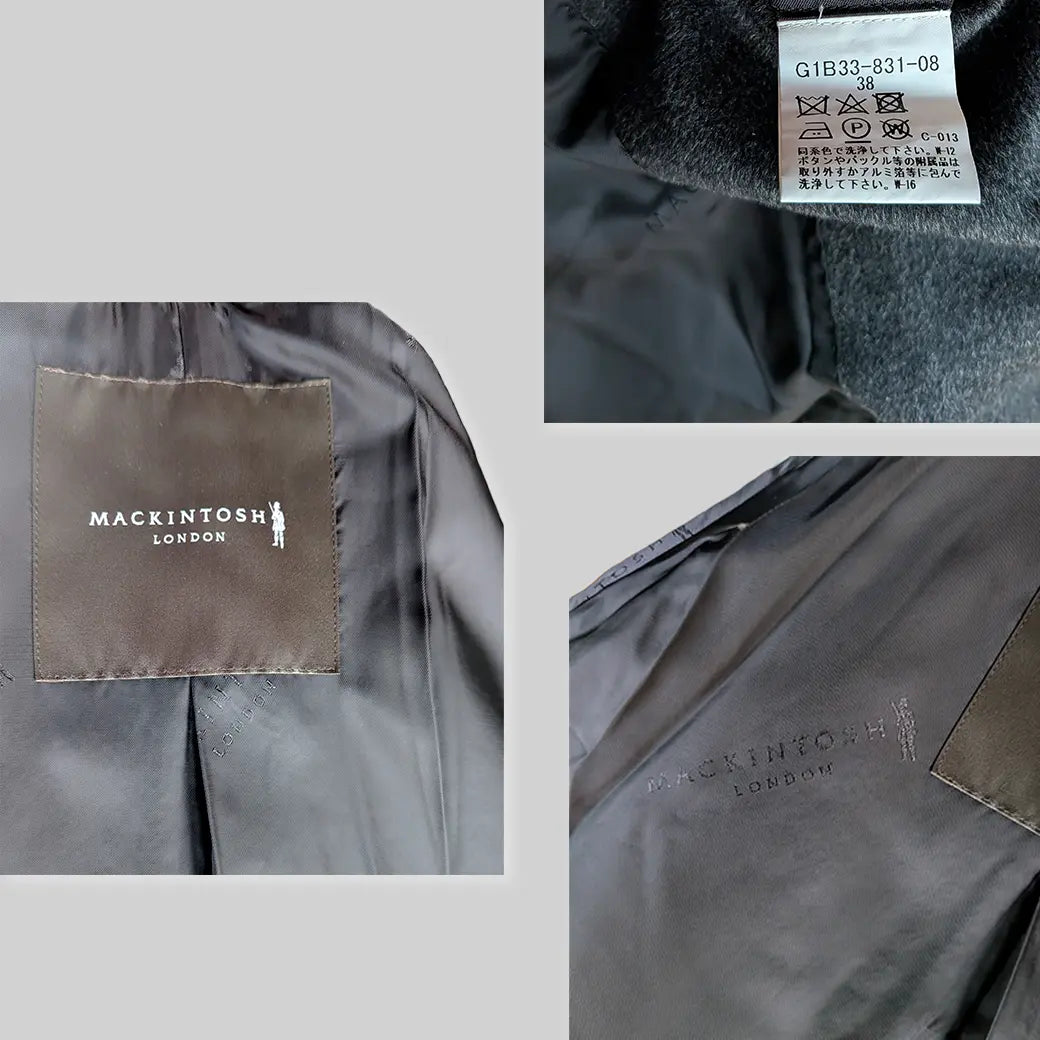 MACKINTOSH LONDON Wool Balmacaan Coat / Charcoal / Size 38 ALBUM RICE