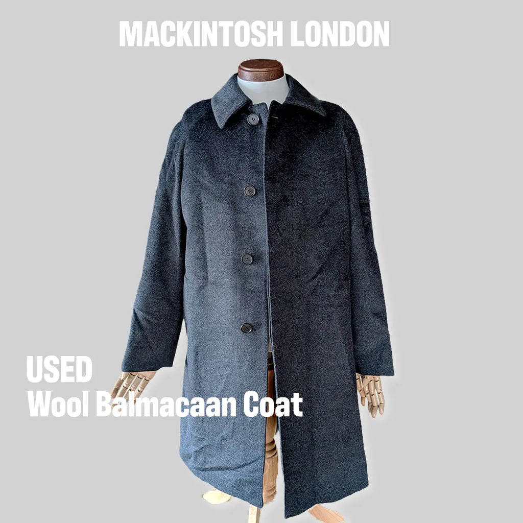 MACKINTOSH LONDON Wool Balmacaan Coat / Charcoal / Size 38 ALBUM RICE