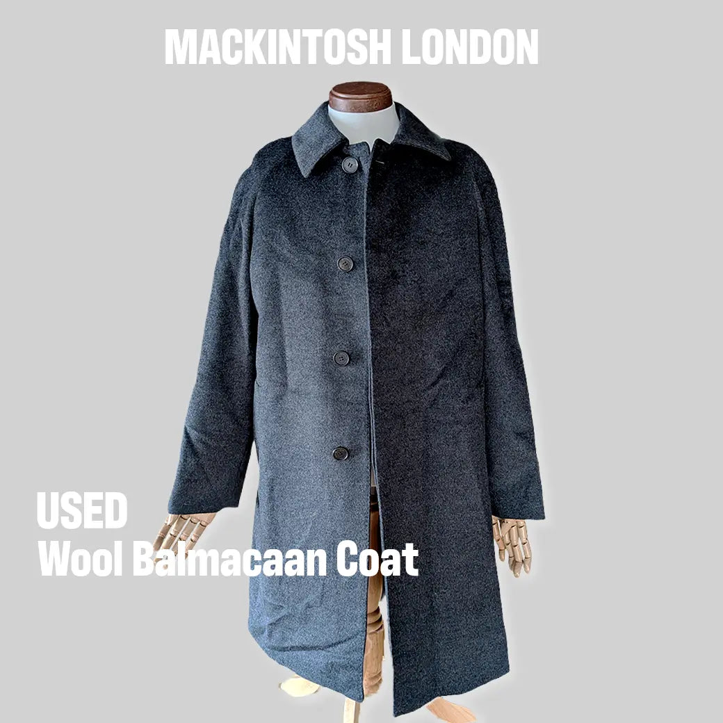 MACKINTOSH LONDON Wool Balmacaan Coat / Charcoal / Size 38 ALBUM RICE