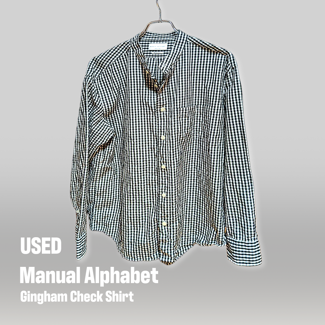 MANUAL ALPHABET ギンガムチェックシャツ（ブラック × ホワイト / size 3 / MADE IN JAPAN / USED）