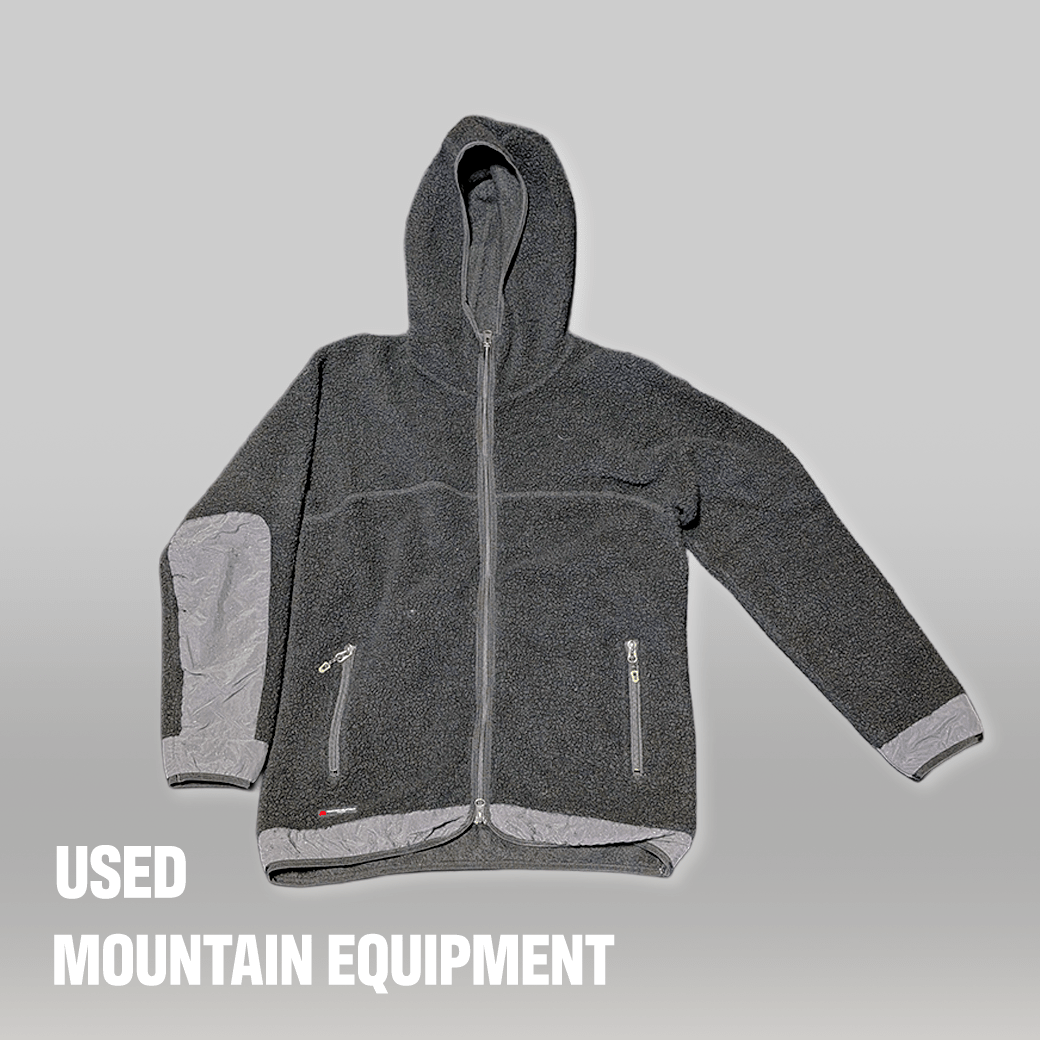 MOUNTAIN EQUIPMENT（マウンテンイクイップメント） ボアフリース フーディジャケット／ブラック × グレー補強パネル - ALBUM RICE