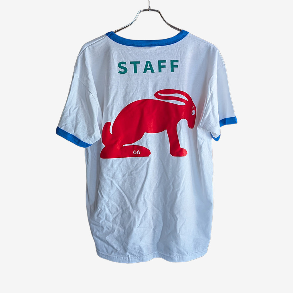 ROKUROKU “DO SUMMER WARY GO!!” RINGER TEE / WHITE × ROYAL